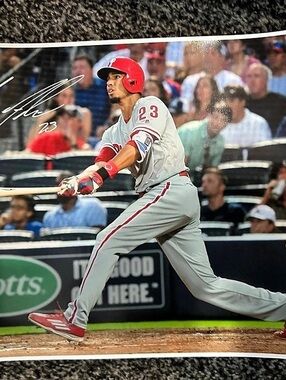 Aaron Altherr Signed Philadelphia Phillies Photograph Gray & Red